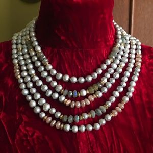 Genuine Freshwater 5-strand Pearl necklace